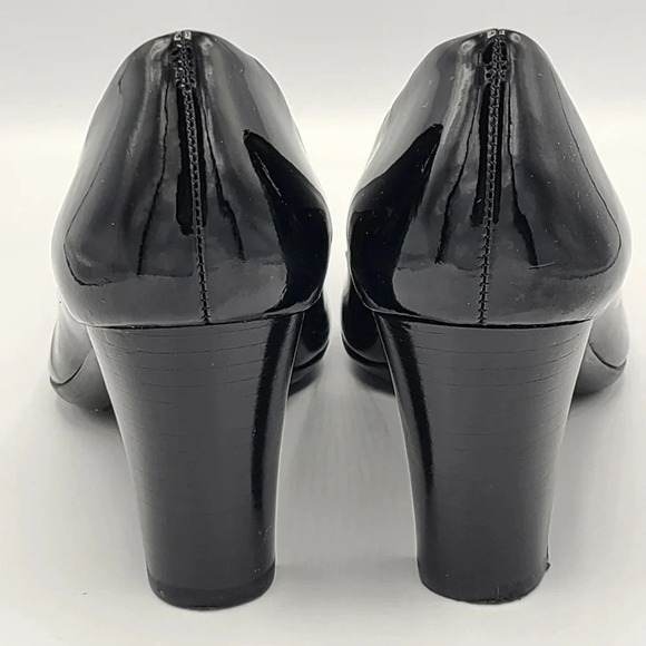 Calvin Klein Babe Black Patent Leather Heels Pumps Stacked Heel in Box 7 - Picture 9 of 15